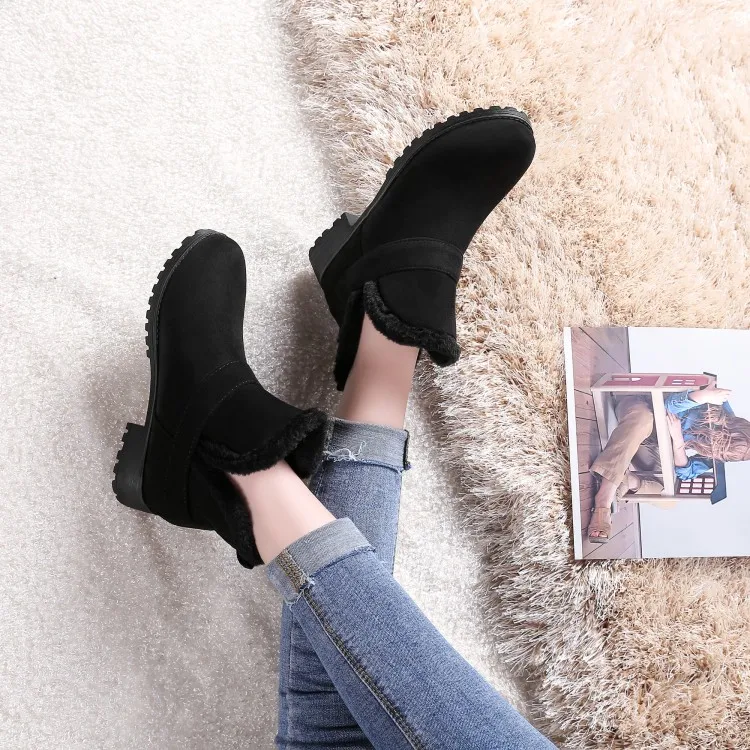 Big Size 9 10 11-17 boots women shoes ankle boots for women ladies boots shoes woman winter Flat sleeve buckle round head