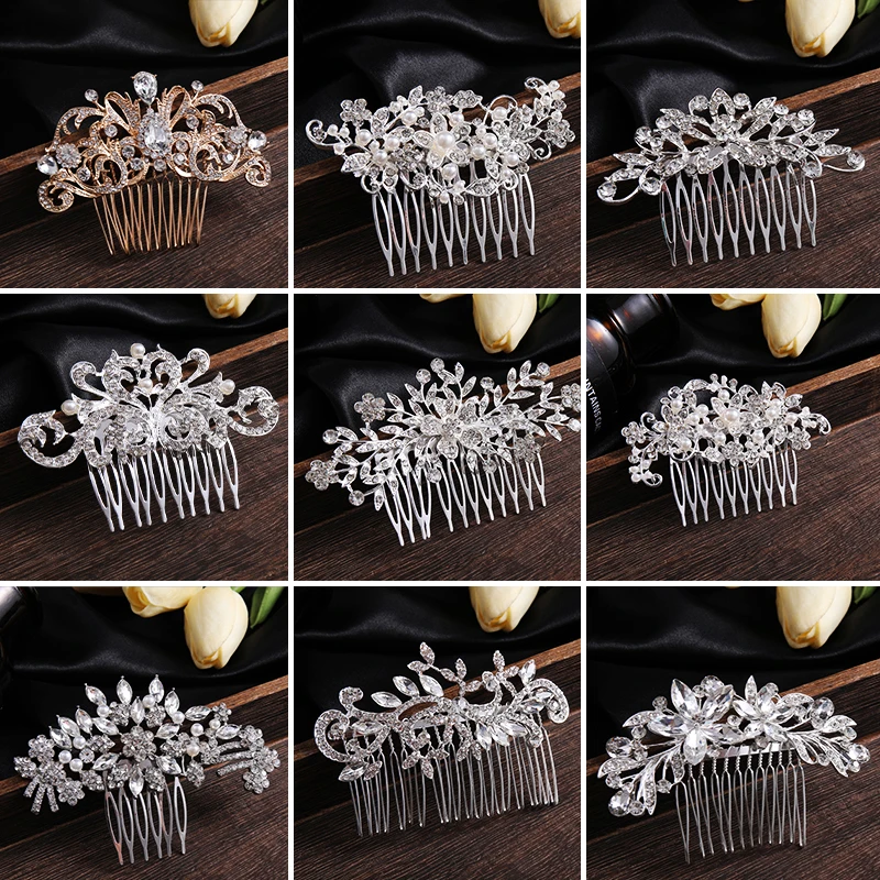 Bridal Women Hair Comb Clips Wedding ornament Accessories Flower Crystal for Bride Headpiece Party Headwear Pearl Jewelry Gift classic chinese red flower bride hair pins clips wedding jewelry accessories bridal crystal hair clip bride headwear headpiece