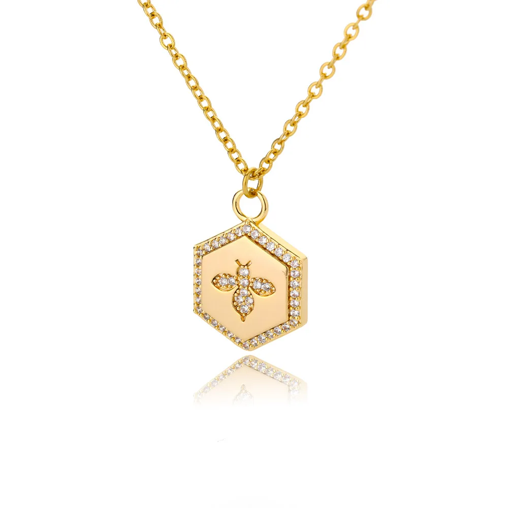 Винтажная Шестигранная подвеска с цирконом для женщин из нержавеющей стали в