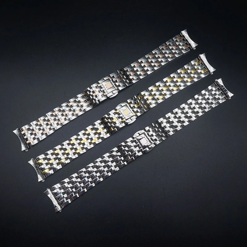 

16 19 20MM Watch Accessories Band FOR OMEGA- Watch for Men DE VILLE Watch Strap Arc Mouth Steel Butterfly Buckle Watch Bracelet