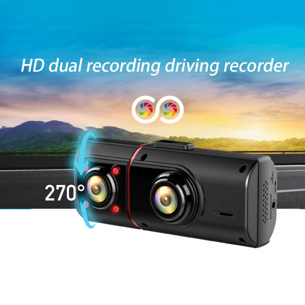 

Dual Dash Cam Built In GPS Car Dashboard Camera Recorder With 1.5 Inch Display 270° Wide Angle Driving Recorder G-Sensor Car DVR
