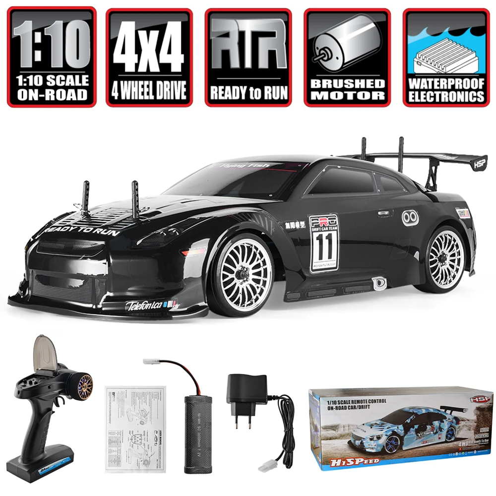 Продажа Машинка HSP для дрифта, полноприводная, 1:10, радиоуправляемая машина 94123 FlyingFish 4x4, высокая скорость, хобби, дистанционное управление