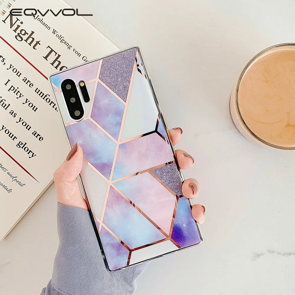 Eqvvol чехол с геометрическим мрамором для Samsung Note 8 9 10 Pro S10 Plus S9 S8 S7