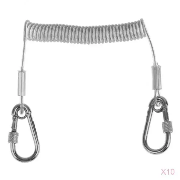 

10x 1.6M Retractable Coiled Safe Kayak Canoe Boat Fishing Lanyard Cable Rope