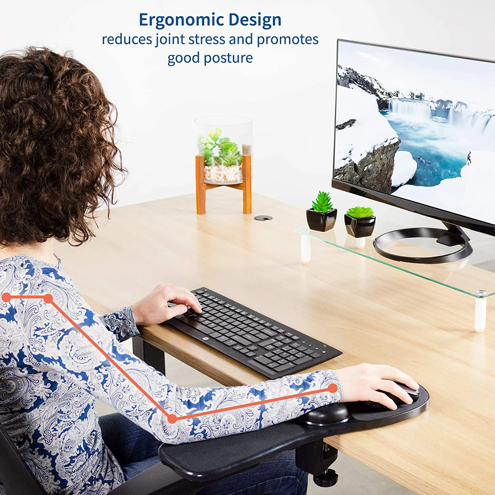 

Home Office Computer Arm Rest Chair Armrest Mouse Pad Mat Wrist Support, Attaches to Desk Chair