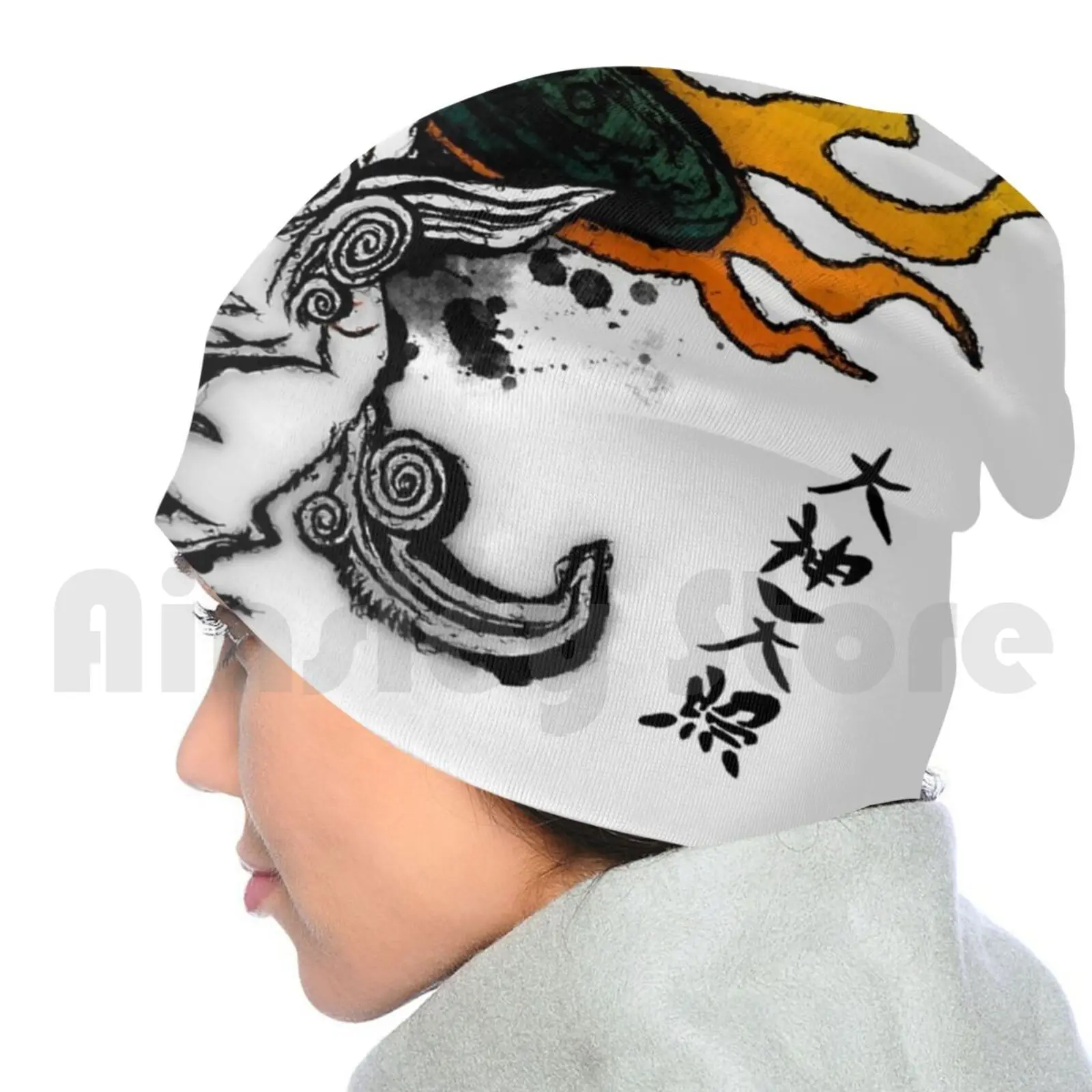 Amaterasu чернильные шапки пуловер кепка Удобная шапка чернильный волк Оками Ammy God