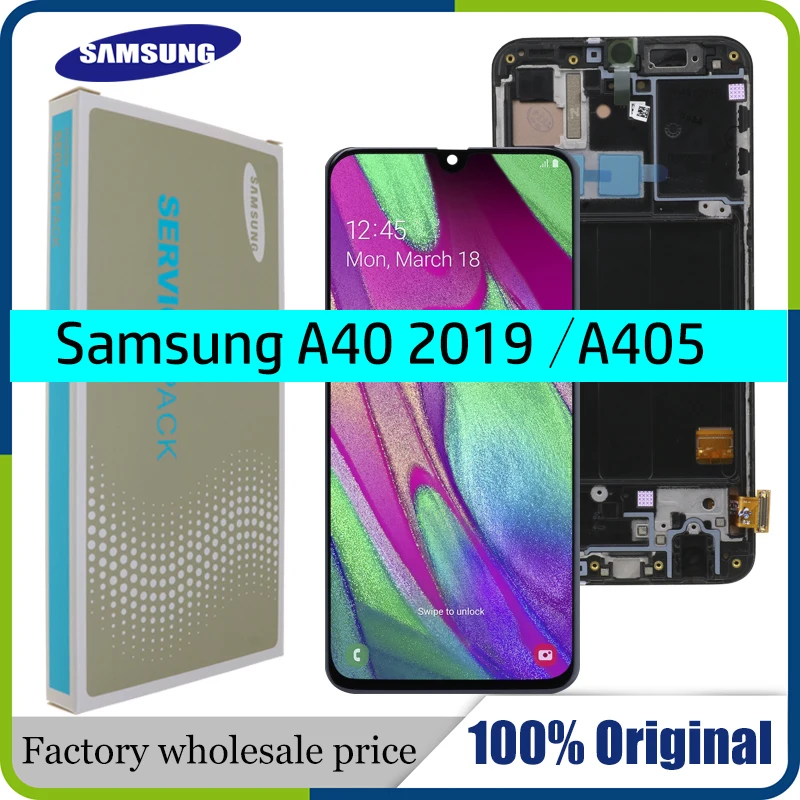 ЖК дисплей 5 9 дюйма AMOLED для Samsung A40 2019 A405F сенсорный экран с дигитайзером в сборе