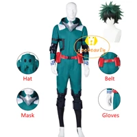 mha midoriya izuku cosplay jumpsuit my hero academia hero uniform boku no hero deku battle suit carnival halloween green wig