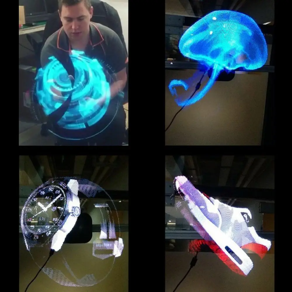 Wifi 3D Hologram Projector Fan LED Holographic Imaging Display Lamp Remote Advertising Projection Light With 16G TF | Освещение