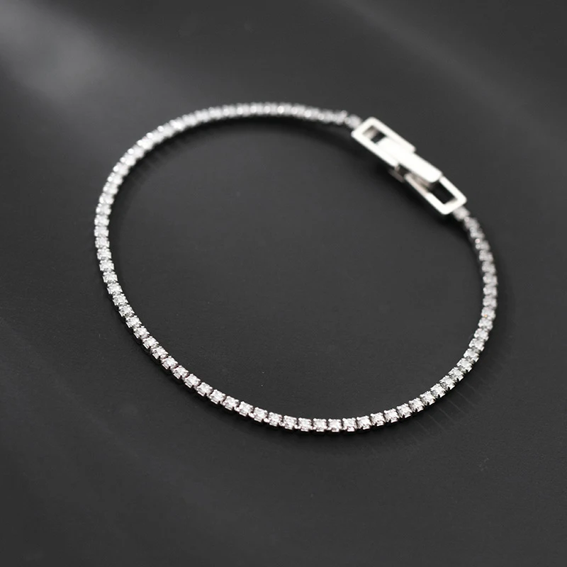 Женский браслет из серебра 925 пробы с квадратным цирконом длиной 16 см