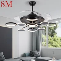 8M New Ceiling Fan Lights Modern Black LED Lamp Remote Control Without Blade For Home Dining Room Restaurant