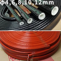 id 4 6 8 10 12mm thickening fire proof tube silicone fiberglass cable sleeve high temperature oil resistant insulated pipe
