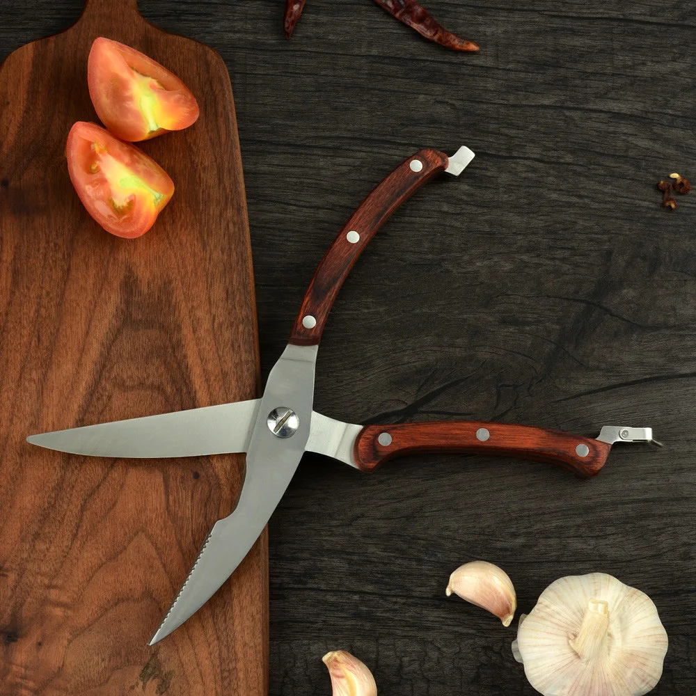 Мощные кухонные ножницы из нержавеющей стали прочные для цыплят с цветной