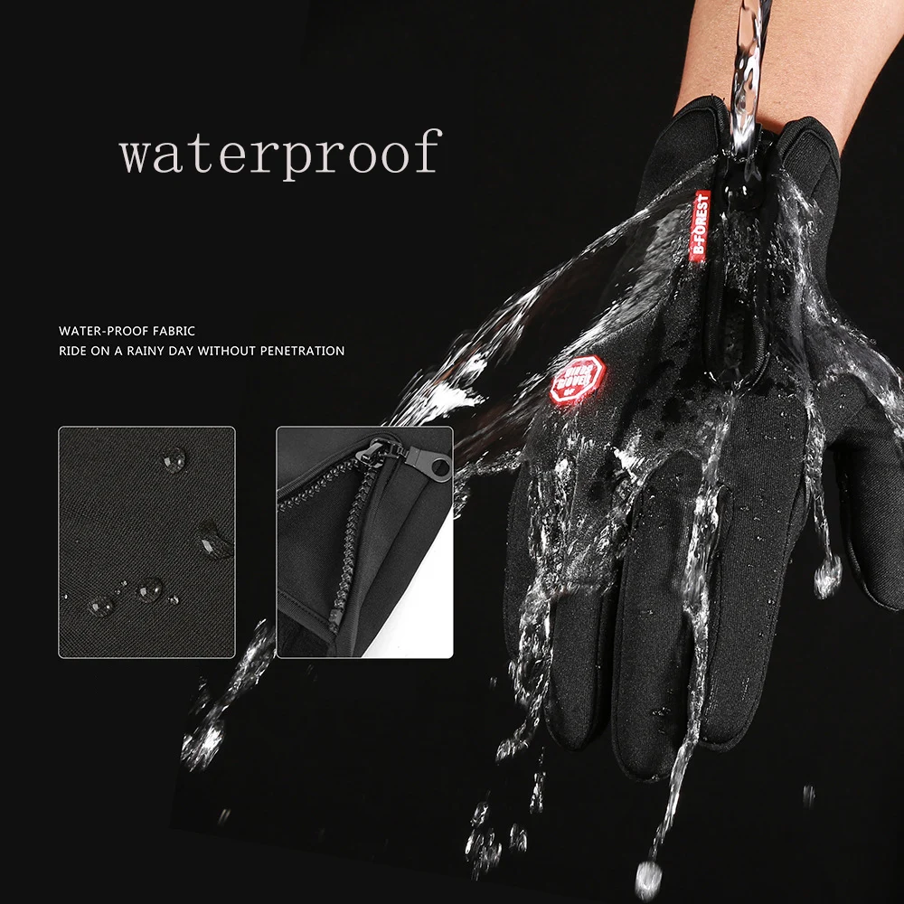 

Winter Ski Mens Gloves Women Fashion Black Cycling Warm Windproof Waterproof Touch Screen Gloves Ladies Non-Slip Riding Gloves
