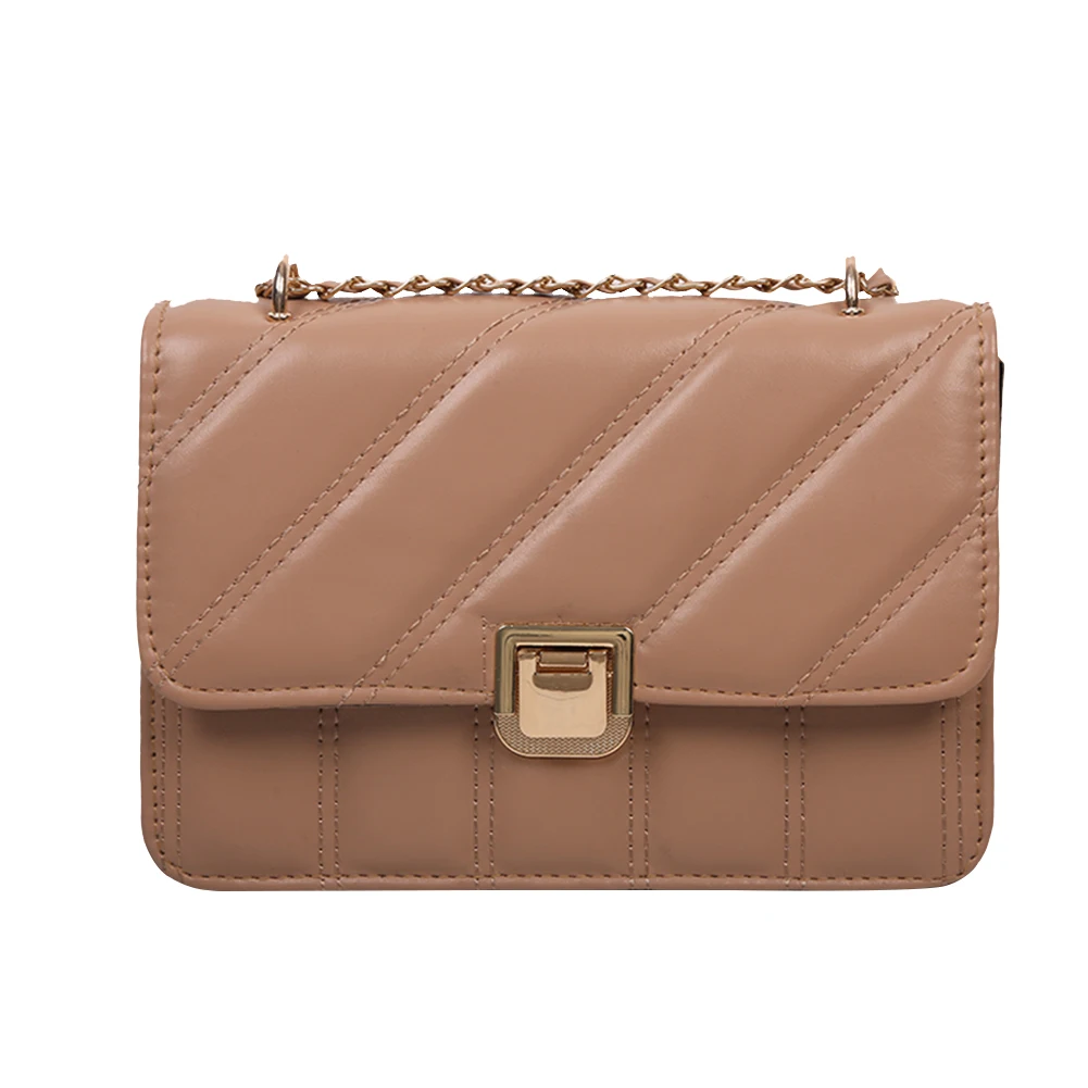 

Popular Simple Female Daily Bag Daily Striped Print Solid Messenger Bag PU Lady Embroidery Shoulder Street Purse