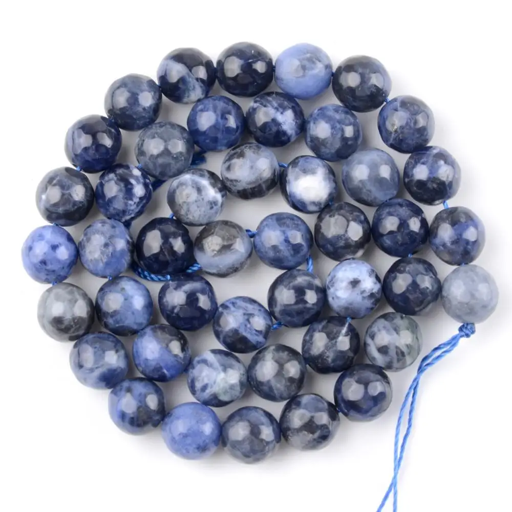 

Natural Faceted Blue Sodalite Stone Beads Round Loose Spacer Beads For Jewelry Making 6/8/10mm DIY Bracelet Necklace