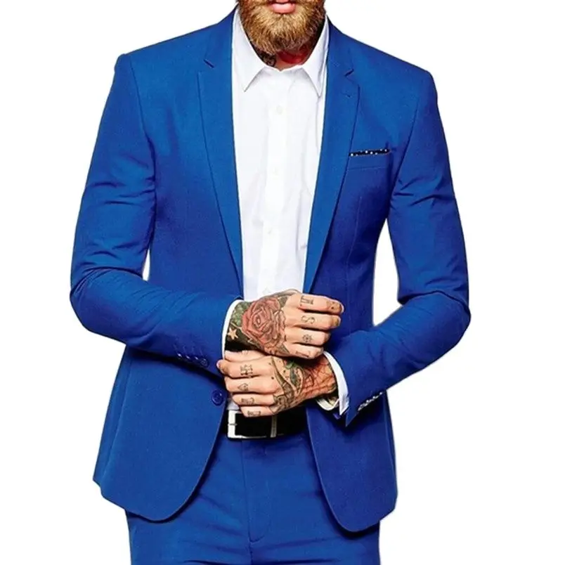 

Brand New Royal Blue Men Suits Wedding Tuxdos High Quality Groom Tuxedos Notch Lapel Men Business Party Suit (Jacket+Pants)