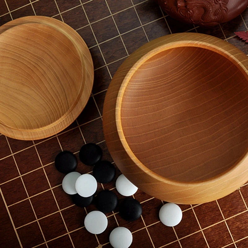 

2 Pcs Go Cans Solid Wood Jujube Go Box Solid Wood Backgammon Cans Backgammon Box Light Yellow & Brown