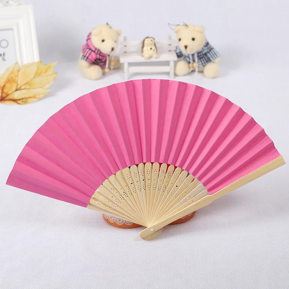

Pattern Folding Dance Wedding Party Elegant Paper Hand Fan Favors Lace Silk Hand Held Solid Color Fan Plastic Rib Abanicos