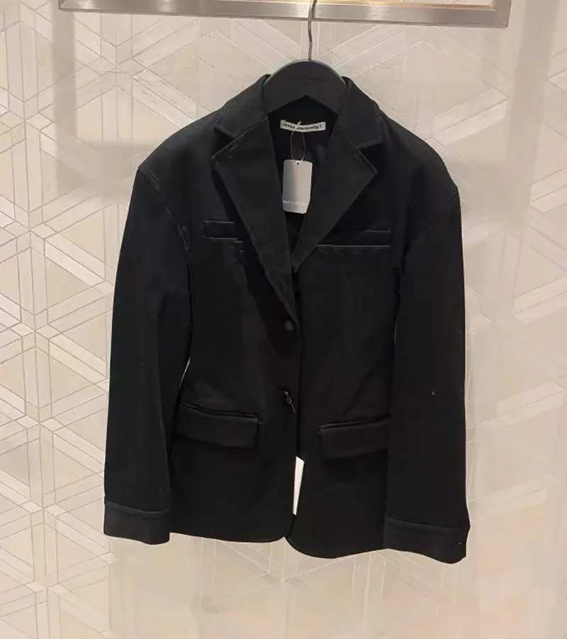 

2020 Autumn and Winter New Classic Pure Black Slim Fit Suit Jacket Temperament Lady Short Coat