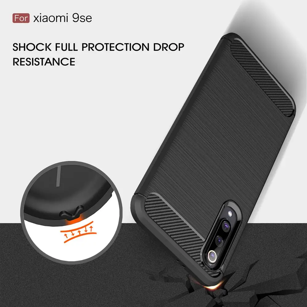 

For Xiaomi MI 9 SE Soft Anti-Knock Carbon Fiber Phone Cases For Xiaomi MI 9 SE Soft Shockproof Silicone Phone Carbon Fiber Cover