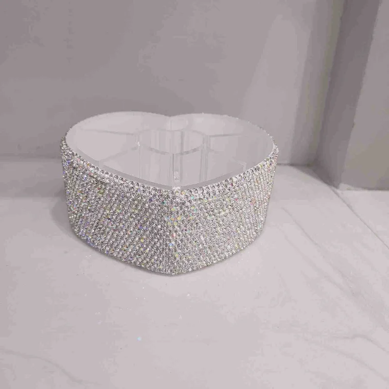 

Bling diamond jewelry storage box love heart shape storage rack desktop brush holder makeup organizer cute cosmetic container