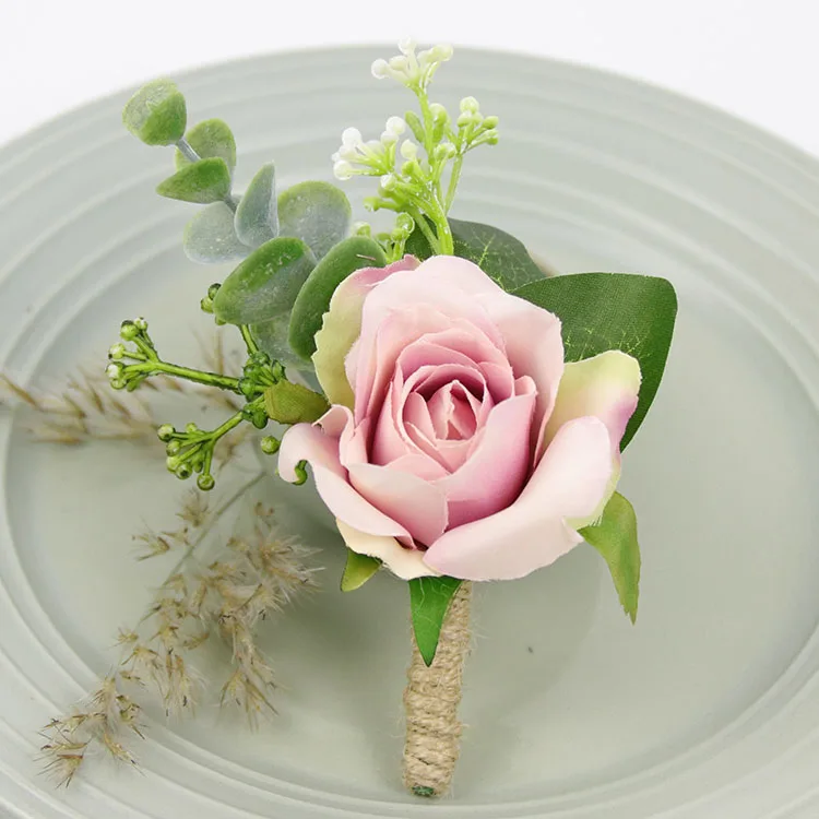 J Boutonniere YO CHO Свадебный планировщик розы Искусственный шелк цветок на запястье корсаж браслет жених бутоньерка белый свадебный для мужчин свадебные цветы - Цвет: J Boutonniere