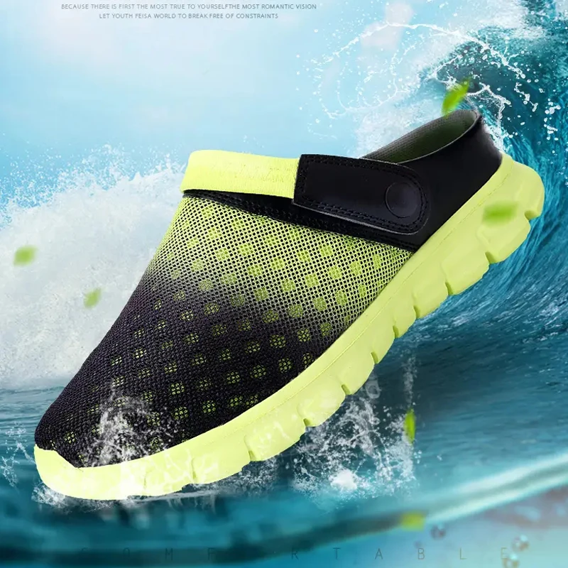 

Men Women Summer Sandal Mesh Breathable Beach Slipper Outside Comfortable Soft Sole Non-slip Slipper Leisure Light Shoes