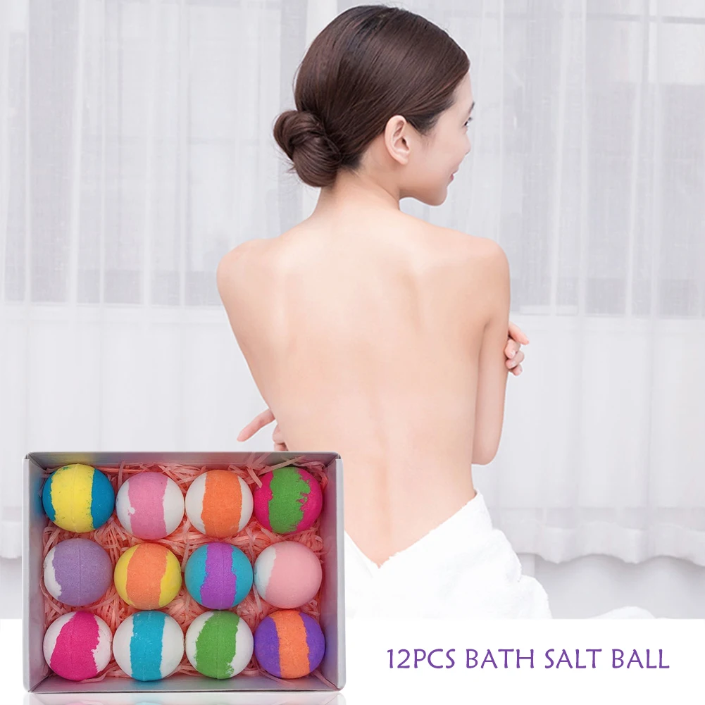 

12pcs Bath Sea Salt Balls Essential Oil Scented Bubble Ball Kit Bath Bomb Skin Whitening Shower Bombs Body Cleanser Hot Spring