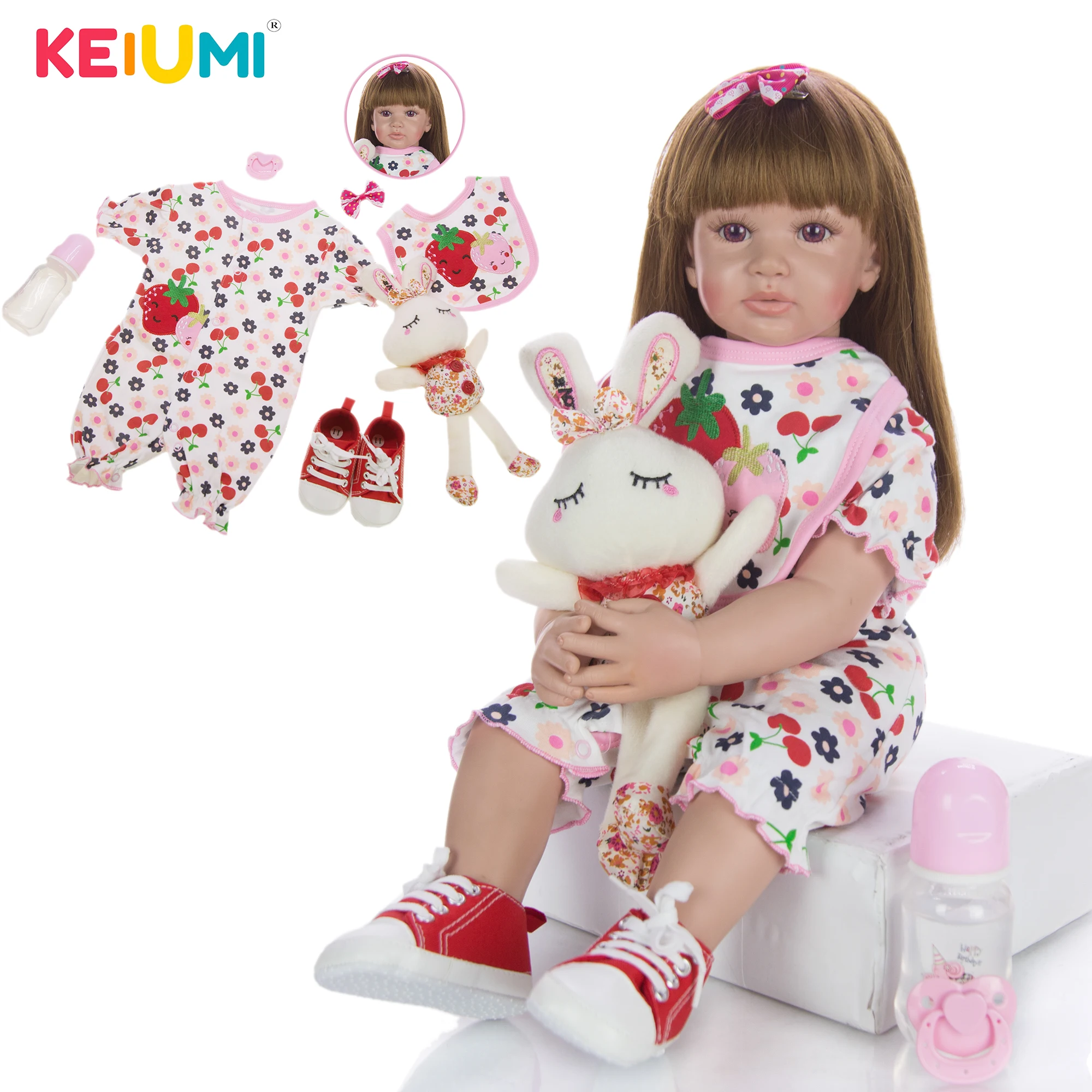 KEIUMI 24 &quotновейшие Новорожденные силиконовые куклы для младенцев 60 см модные