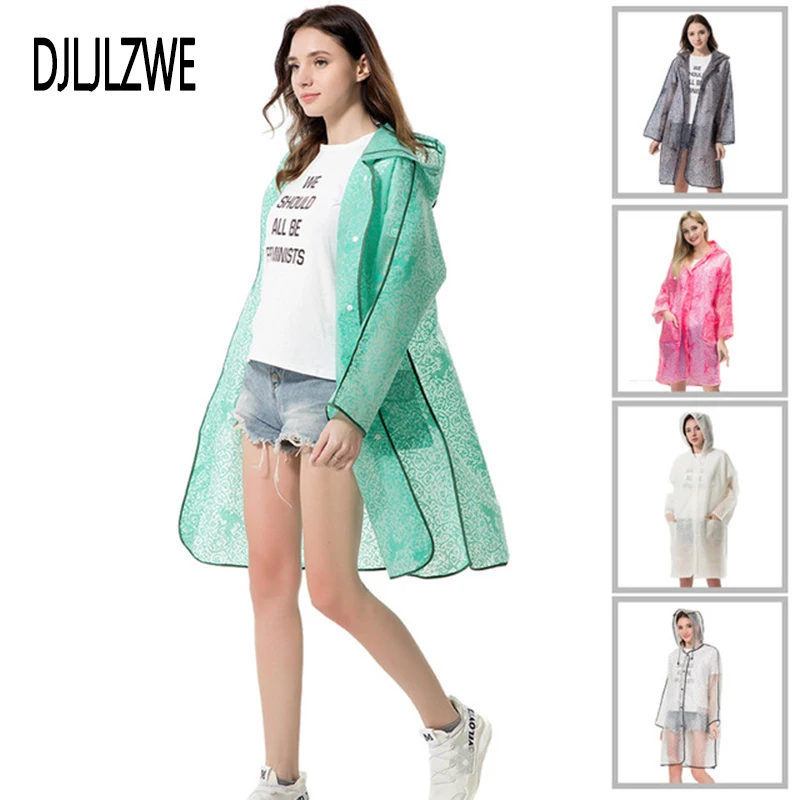 Модный женский прозрачный кружевной дождевик из ЭВА водонепроницаемый пончо с