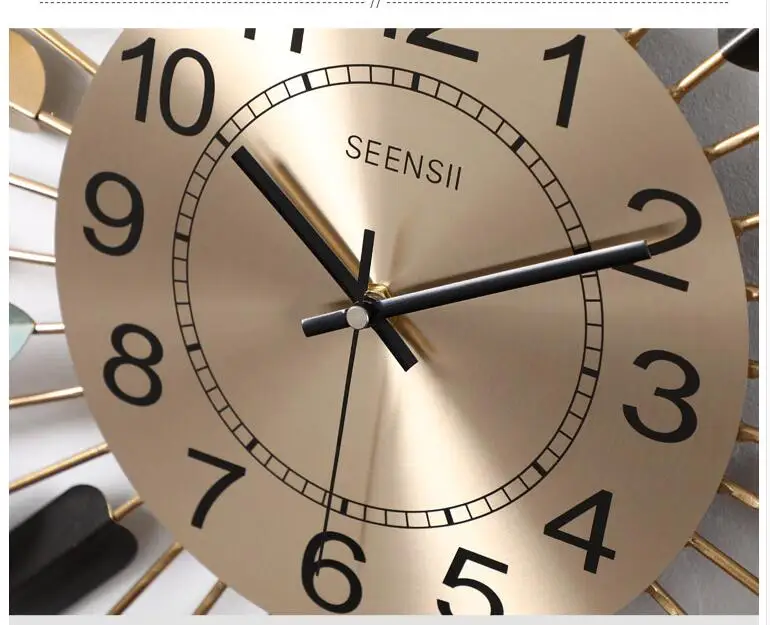 Wrought Iron Sun Shape Wall Clocks Hanging Crafts Decoration Home Livingroom Mural Ornaments Sticker | Дом и сад