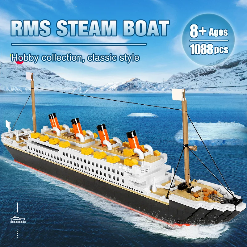 Yeshin PG15005 игрушки из фильма 1088 шт. модель парового корабля MOC RMS строительные блоки