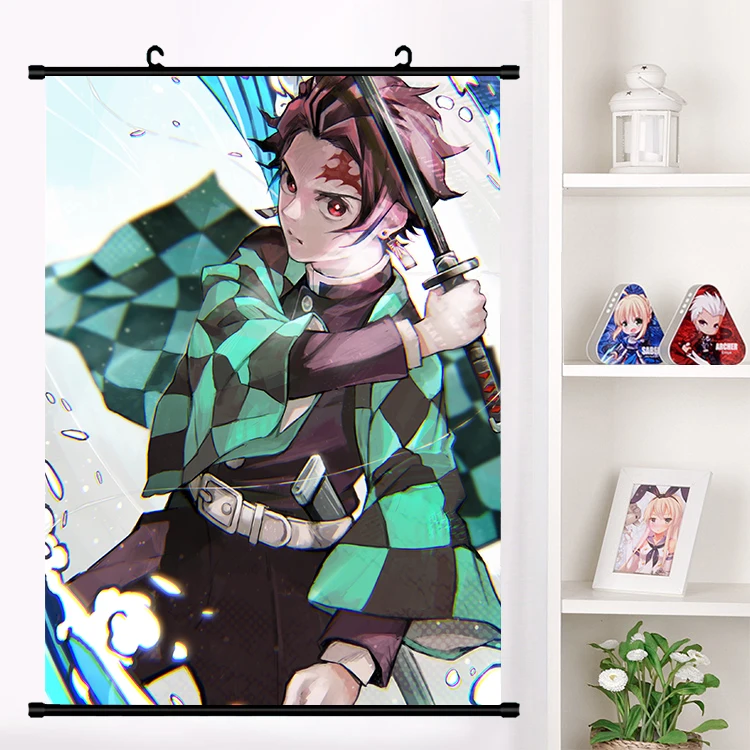 L Аниме Demon Slayer: Kimetsu no Yaiba Hashibira Kochou Shinobu Kanroji Kamado настенный плакат с прокручиванием домашний декор - Цвет: L