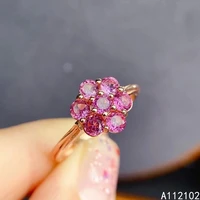 kjjeaxcmy fine jewelry 925 sterling silver inlaid natural pyrope garnet girl fashion flower chinese style ring support check