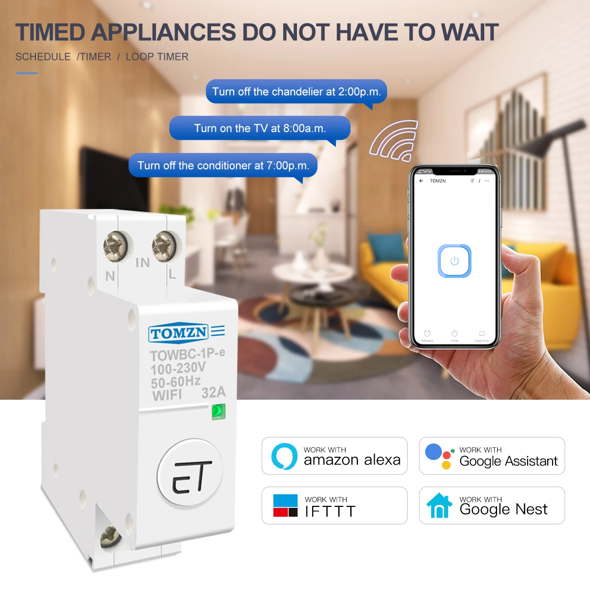 Din рейка WIFI автоматический выключатель Умный переключатель дистанционное