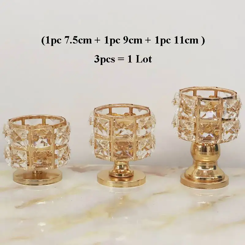 3pcs for one set PEANDIM маленький хрустальный подсвечник, золотой милый чайный светильник, подсвечник для украшения свадебного стола, вечерние подсвечники для дома - Цвет: 3pcs for one set