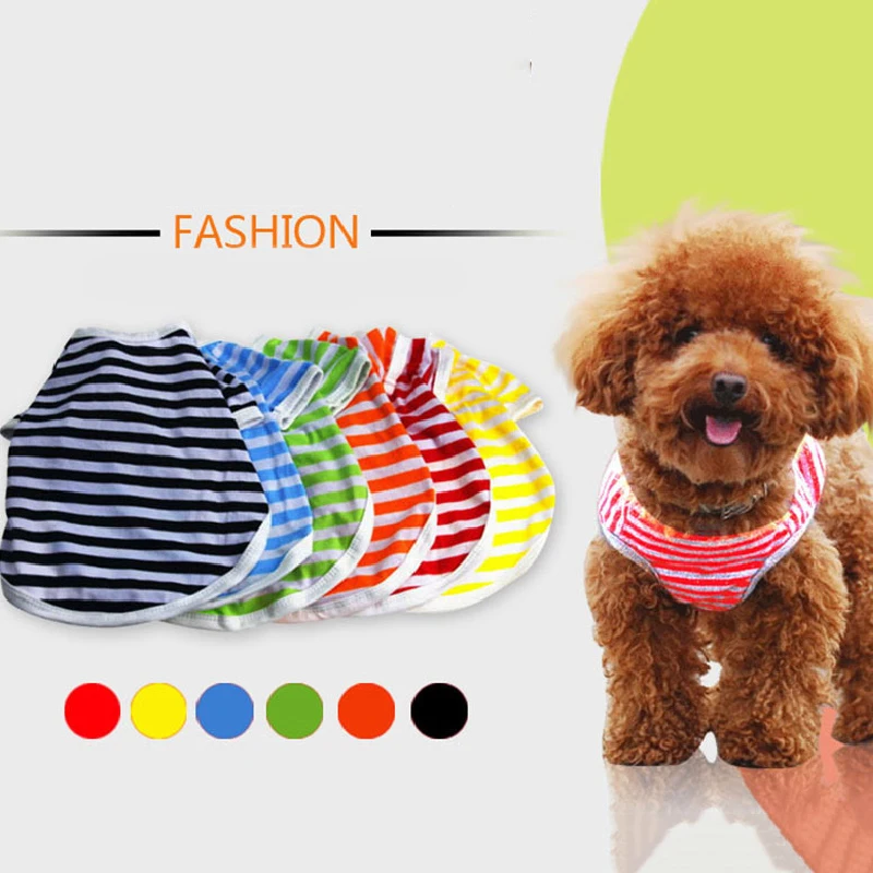 

Cute Fashion Dog Vests 5 Colors Two-Legs Stripes Breathable Casual Cotton Pet Clothes Classic Stylish Short Sleeves
