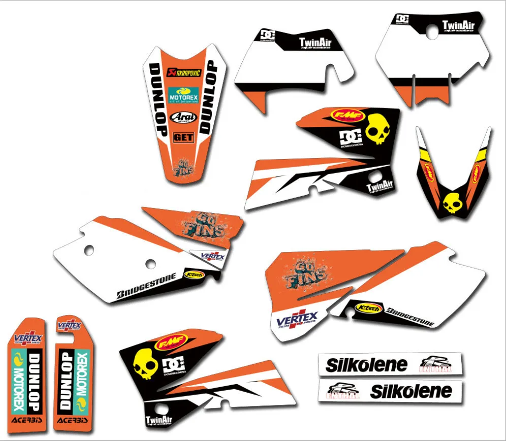 Наклейки графические для мотоциклов KTM 200 250 300 400 450 525 EXC XC XCW XCF XCFW EXCR MXC 2007 2006