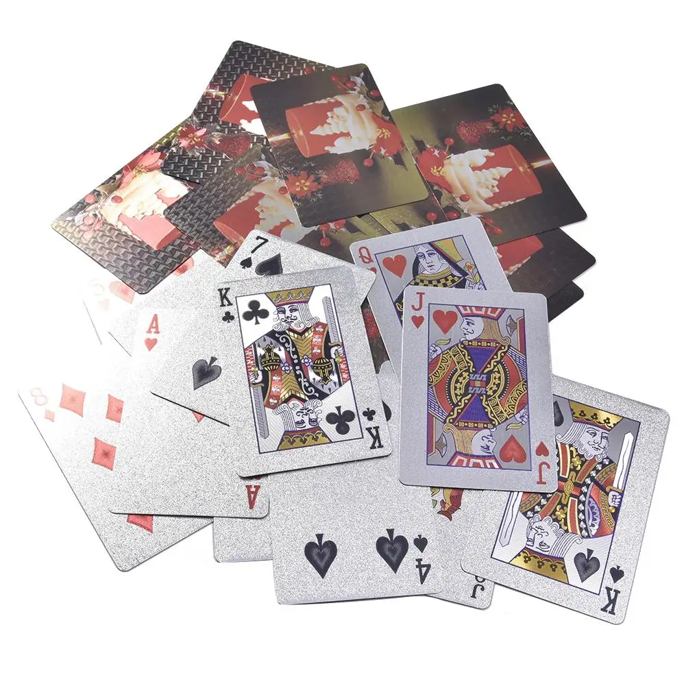 Рождество водонепроницаемый серебряная фольга игральные карты с Санта Клаусом