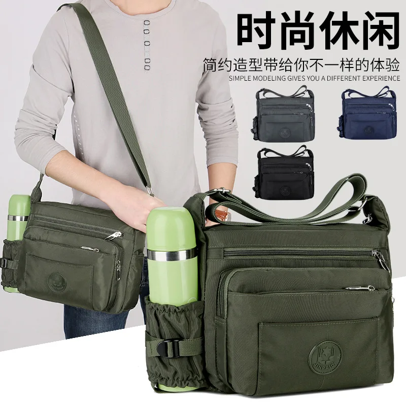 2021 New Multifunctional Men's Shoulder Bag  Solid Color Casual Messenger Canvas Fashion Zipper Retro Travel Men's Shoulder Bag