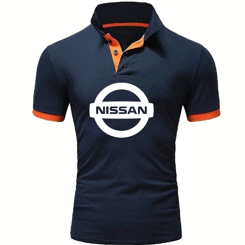 

Summer Casual Trend new Men's tops NISSAN Car Logo Printing polo shirt Solid color high quality cotton Men's short sleeve