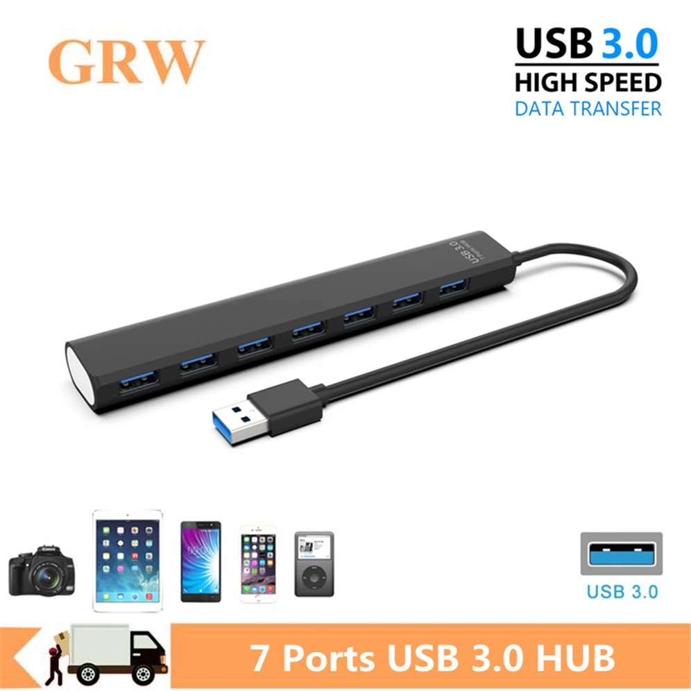 

GRWIBEOU USB 3.0 7 Port 3.0 HUB Multi USB 3.0 Hub USB Splitter High Speed All In One For PC Computer MP3 Accessories USB 3.0 HUB