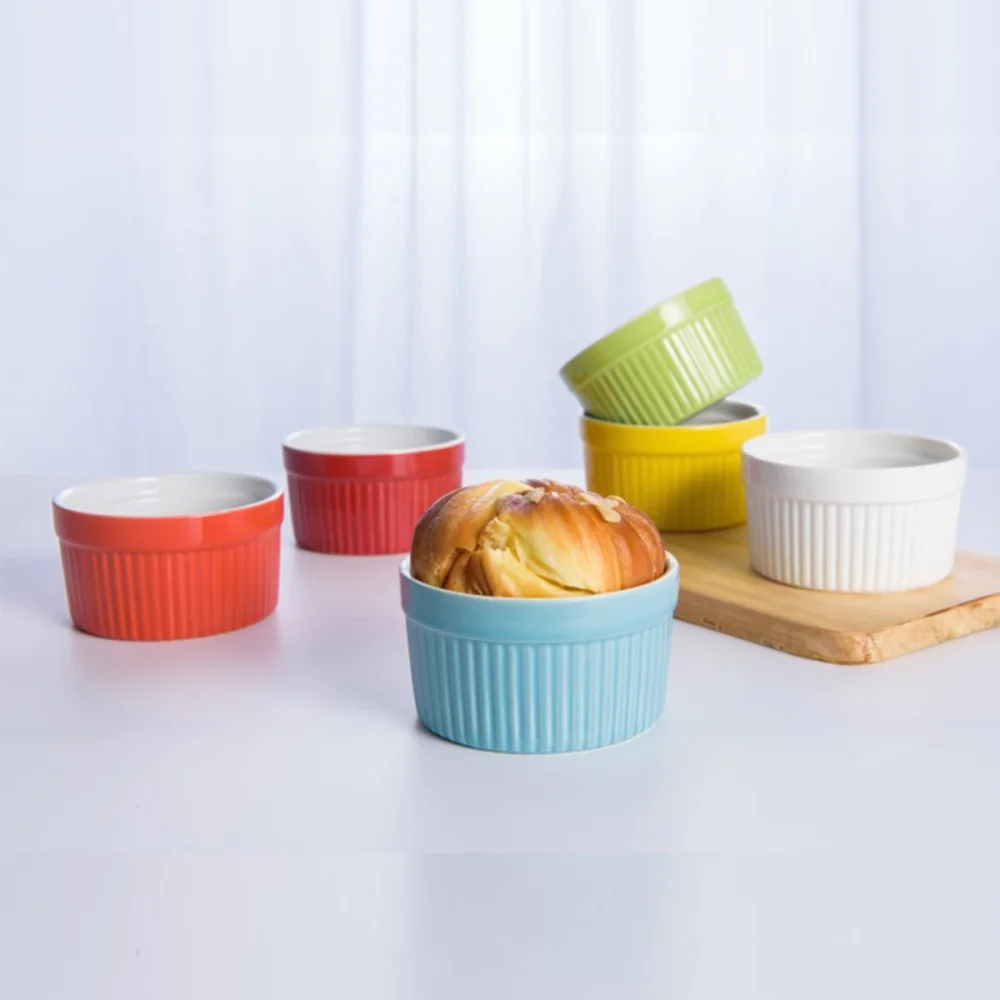 

8PCS 3.5 Inch Non-stick Heat Resistant Reusable Ceramic Cake Mold Tray DIY Bread Mold Baking Mould Bakeware (Red)