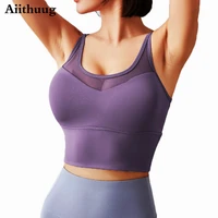aiithuug longline sports bra padded workout crop yoga bra tops for women workout workout sports yoga bras tank tops crop top