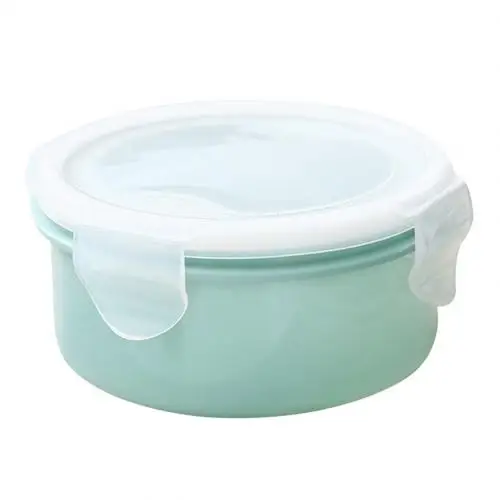 Blue 380ml Arrival 280/380ml Portable Transparent Sealed Lunch Box Food Bento Storage Container Prevent leakage transparent seal bento box - Color: Blue 380ml