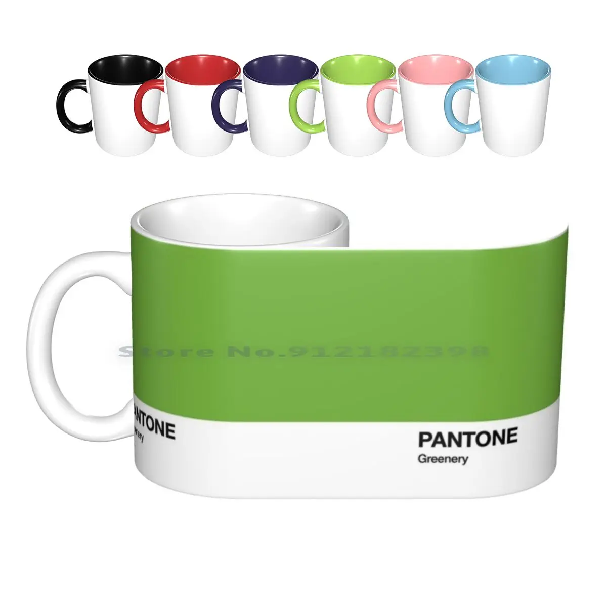 

Цветовая зелень Пантон. Цвет 2017 года. Керамические кружки, кофейные чашки, Кружка для молока и чая, цветовой графический дизайн Pantone
