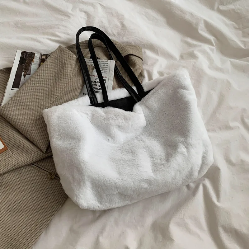 

women's bag new fashion Plush single shoulder bag leisure foreign style large capacity crossbite Tote Bag