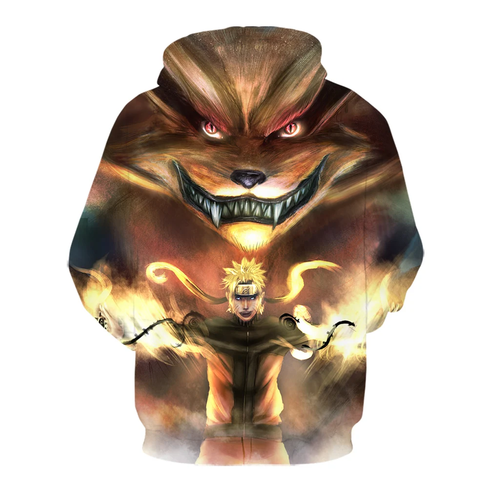 2020 для мужчин толстовки 3D принт героя аниме Наруто Девять Лис с капюшоном модная