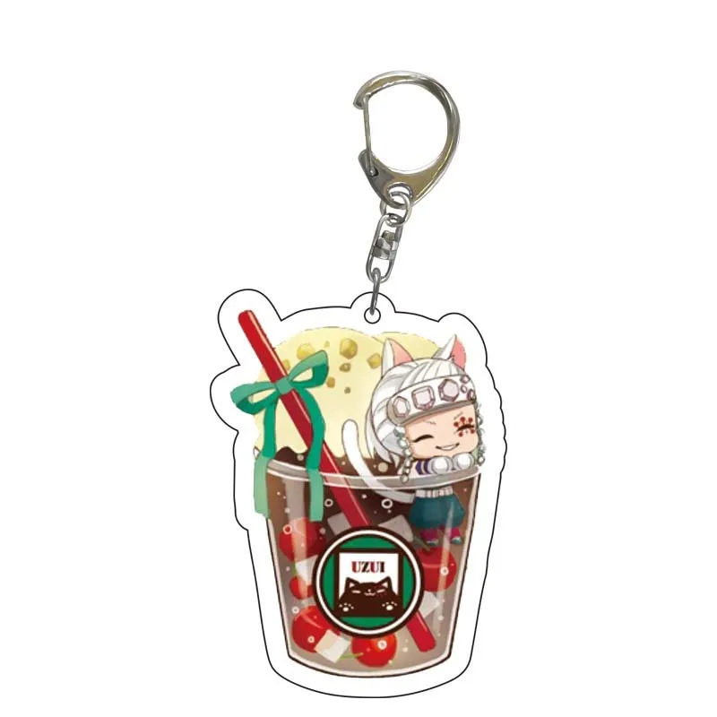 

Demon Slayer Bag Pendants Keyring Anime Cartoon Figure Cup Style Kamado Tanjirou Nezuko Key Chains Keychain Jewelry
